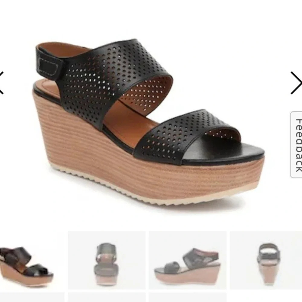 Trask Phoebe Wedge‎ Sandal Metallic Bronze Tan Size 8 Leather Upper 3
